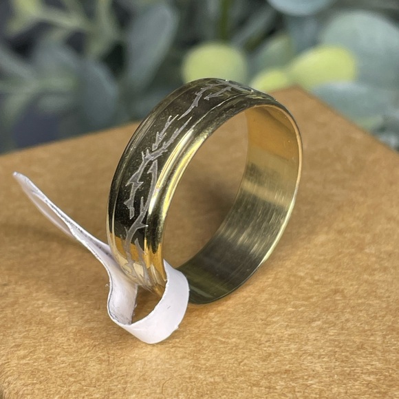 MEN'S GOLD STAINLESS STEEL RING SIZE 10 - Picture 6 of 16